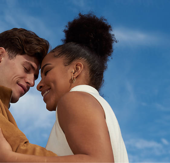 A couple embracing